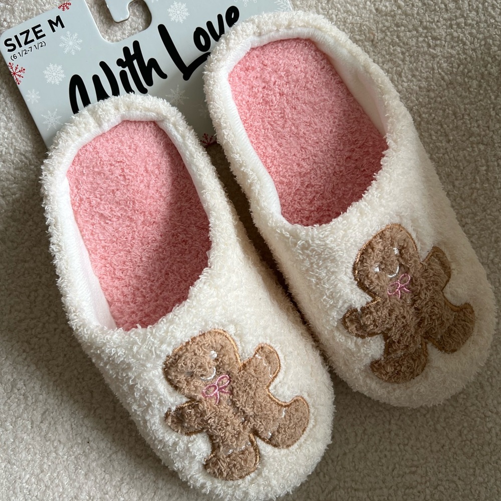 Cozy gingerbread man slippers!